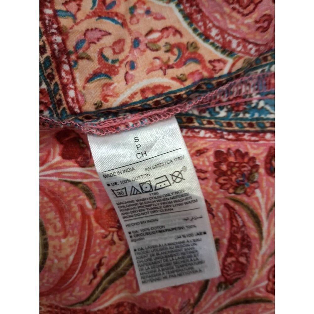 Old Navy womens small midi sun dress batik boho long patchwork coral peach - Picture 8 of 10
